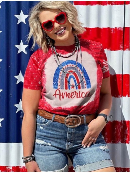 Unbranded Tops - Rainbow American Flag Shirt Patriotic Shirt 4th of July Memorial Day Tshirt